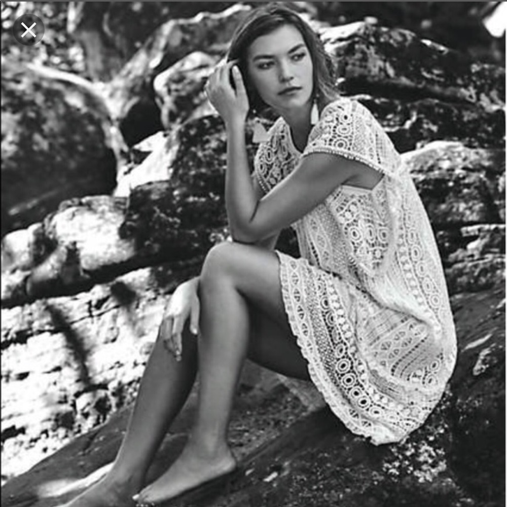 Maeve (Anthropologie) crochet tunic dress in white